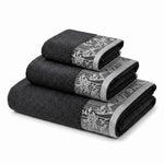 Wisteria Floral Jacquard 3-Piece Cotton Towel Set – Medium Weight Bathroom Towels
