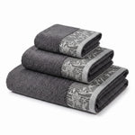 Wisteria Floral Jacquard 3-Piece Cotton Towel Set – Medium Weight Bathroom Towels