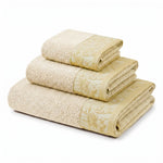 Wisteria Floral Jacquard 3-Piece Cotton Towel Set – Medium Weight Bathroom Towels