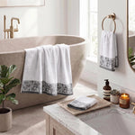 Wisteria Floral Jacquard 3-Piece Cotton Towel Set – Medium Weight Bathroom Towels