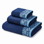 Wisteria Floral Jacquard 3-Piece Cotton Towel Set – Medium Weight Bathroom Towels