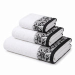 Wisteria Floral Jacquard 3-Piece Cotton Towel Set – Medium Weight Bathroom Towels