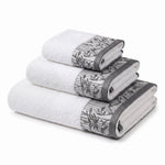 Wisteria Floral Jacquard 3-Piece Cotton Towel Set – Medium Weight Bathroom Towels