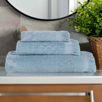 Rolla Cotton Geometric Jacquard Absorbent 3 Piece Towel Set