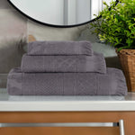 Rolla Cotton Geometric Jacquard Absorbent 3 Piece Towel Set