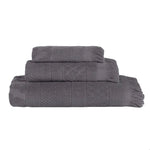 Rolla Cotton Geometric Jacquard Absorbent 3 Piece Towel Set