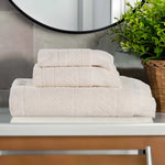 Rolla Cotton Geometric Jacquard Absorbent 3 Piece Towel Set
