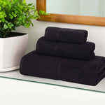 Lodi Cotton 3-Piece Towel Set – Absorbent Mid-Weight Solid Bathroom Towels with Textured Border