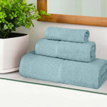 Lodi Cotton 3-Piece Towel Set – Absorbent Mid-Weight Solid Bathroom Towels with Textured Border