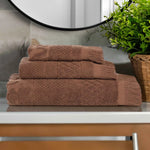 Rolla Cotton Geometric Jacquard Absorbent 3 Piece Towel Set