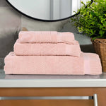 Rolla Cotton Geometric Jacquard Absorbent 3 Piece Towel Set