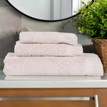 Rolla Cotton Geometric Jacquard Absorbent 3 Piece Towel Set