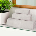 Lodi Cotton 3-Piece Towel Set – Absorbent Mid-Weight Solid Bathroom Towels with Textured Border