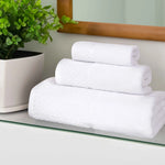 Lodi Cotton 3-Piece Towel Set – Absorbent Mid-Weight Solid Bathroom Towels with Textured Border