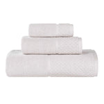 Lodi Cotton 3-Piece Towel Set – Absorbent Mid-Weight Solid Bathroom Towels with Textured Border