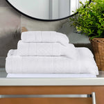 Rolla Cotton Geometric Jacquard Absorbent 3 Piece Towel Set