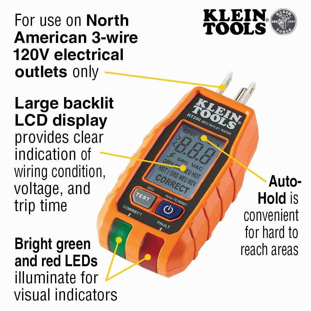 ET310 AC Circuit Breaker Finder, Electric Tester with Integrated GFCI Outlet Tester & RT250 GFCI Outlet Tester with LCD Display &  69411 Circuit Breaker Finder Accessory Kit