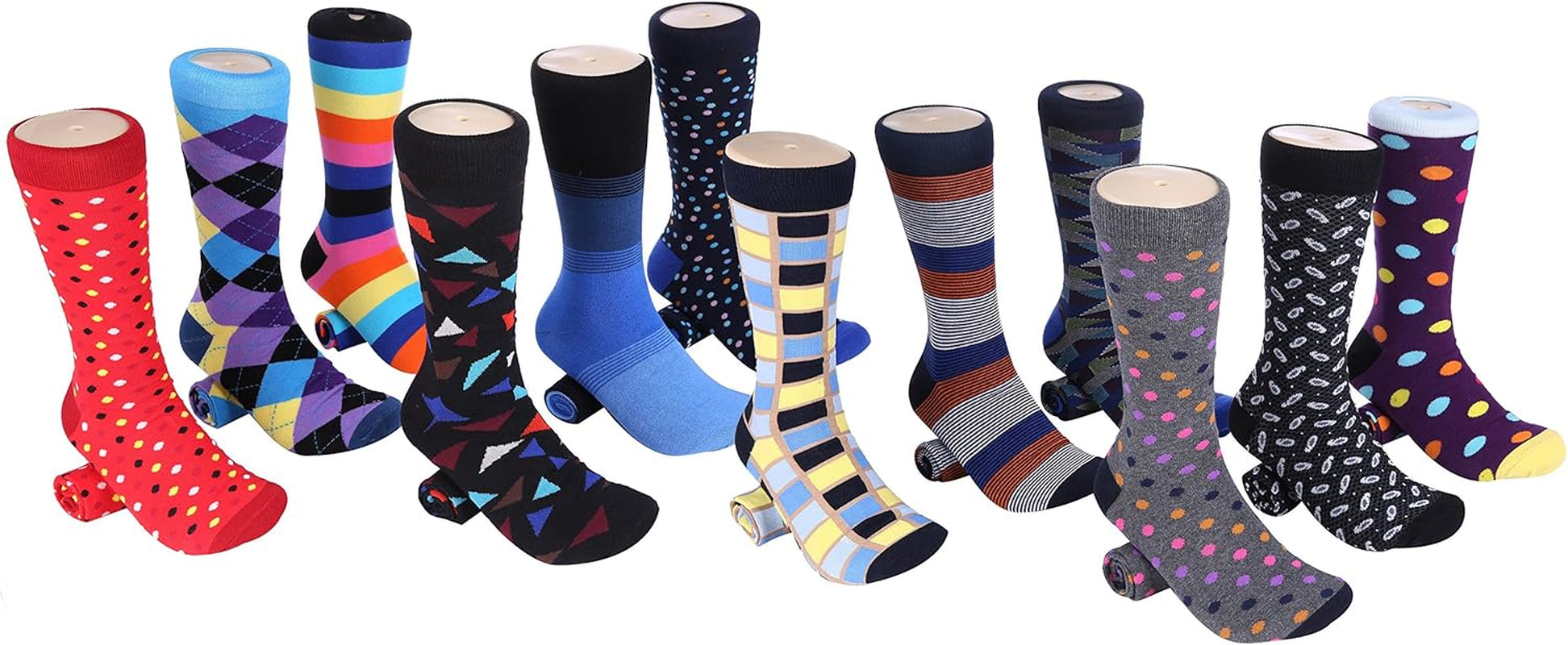 Marino Men'S Dress Socks - Colorful Funky Socks for Men - Cotton Fashion Patterned Socks - 12 Pack