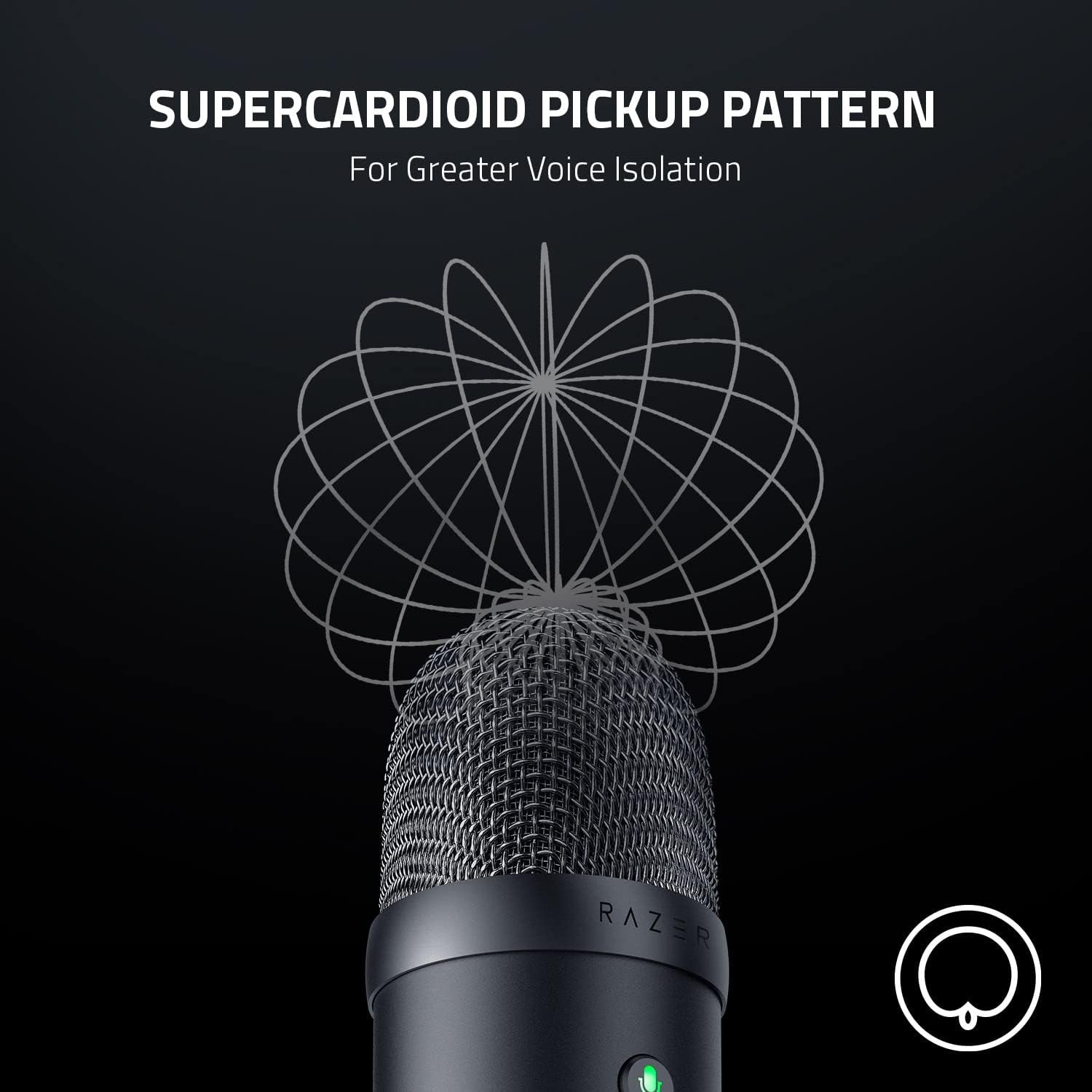 Seiren V2 X USB Condenser Microphone for Streaming and Gaming on PC: Supercardioid Pickup Pattern - Integrated Digital Limiter - Mic Monitoring and Gain Control - Built-In Shock Absorber