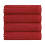 Ribbed Cotton Absorbent Bath Towel Set of 4