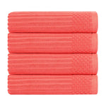 Ribbed Cotton Absorbent Bath Towel Set of 4