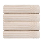 Ribbed Cotton Absorbent Bath Towel Set of 4