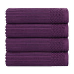Ribbed Cotton Absorbent Bath Towel Set of 4