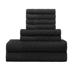 Superior Turkish Cotton Jacquard Herringbone & Solid 8 Piece Towel Set