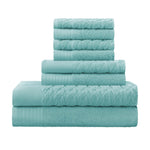 Superior Turkish Cotton Jacquard Herringbone & Solid 8 Piece Towel Set