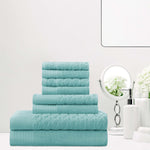 Superior Turkish Cotton Jacquard Herringbone & Solid 8 Piece Towel Set