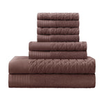 Superior Turkish Cotton Jacquard Herringbone & Solid 8 Piece Towel Set