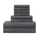 Superior Turkish Cotton Jacquard Herringbone & Solid 8 Piece Towel Set