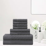 Superior Turkish Cotton Jacquard Herringbone & Solid 8 Piece Towel Set