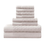 Superior Turkish Cotton Jacquard Herringbone & Solid 8 Piece Towel Set