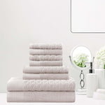 Superior Turkish Cotton Jacquard Herringbone & Solid 8 Piece Towel Set