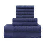 Superior Turkish Cotton Jacquard Herringbone & Solid 8 Piece Towel Set