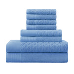 Superior Turkish Cotton Jacquard Herringbone & Solid 8 Piece Towel Set