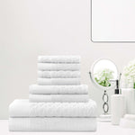 Superior Turkish Cotton Jacquard Herringbone & Solid 8 Piece Towel Set