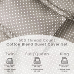 Cotton Blend 600 Thread Count Polka Dot Duvet Cover Set