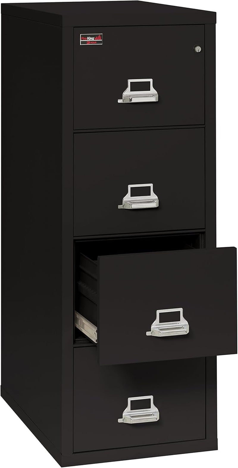 Vertical 4 Drawer Letter Fire Safe File Cabinet with Key Lock, 2 Hour Fire Rated, UL Rated & Water Resistant Home Safe, Fire Safe Filing Cabinet, Made in the USA, Black