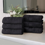 Superior Chevron Zero Twist Solid Jacquard Cotton Hand Towel Set of 6