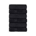 Superior Chevron Zero Twist Solid Jacquard Cotton Hand Towel Set of 6