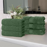Superior Chevron Zero Twist Solid Jacquard Cotton Hand Towel Set of 6