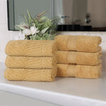Superior Chevron Zero Twist Solid Jacquard Cotton Hand Towel Set of 6