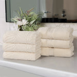 Superior Chevron Zero Twist Solid Jacquard Cotton Hand Towel Set of 6