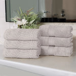 Superior Chevron Zero Twist Solid Jacquard Cotton Hand Towel Set of 6