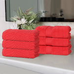 Superior Chevron Zero Twist Solid Jacquard Cotton Hand Towel Set of 6