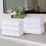 Superior Chevron Zero Twist Solid Jacquard Cotton Hand Towel Set of 6
