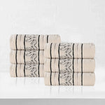 Superior Zero Twist Cotton Floral Jacquard Hand Towel Set of 6