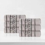 Superior Zero Twist Cotton Floral Jacquard Hand Towel Set of 6